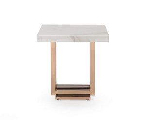 VIG Furniture Modrest Kingsley Modern Marble & Rosegold End Table VGVCET8933