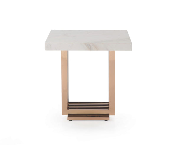 VIG Furniture Modrest Kingsley Modern Marble & Rosegold End Table VGVCET8933