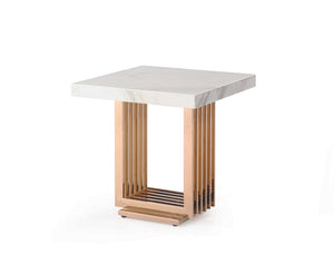 VIG Furniture Modrest Kingsley Modern Marble & Rosegold End Table VGVCET8933
