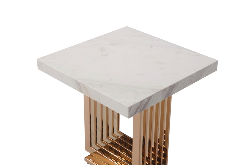 VIG Furniture Modrest Kingsley Modern Marble & Rosegold End Table VGVCET8933