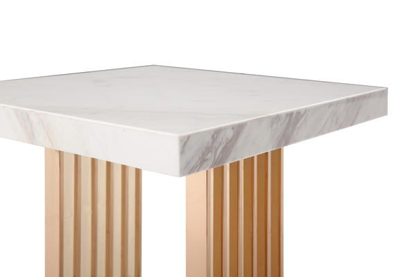 VIG Furniture Modrest Kingsley Modern Marble & Rosegold End Table VGVCET8933