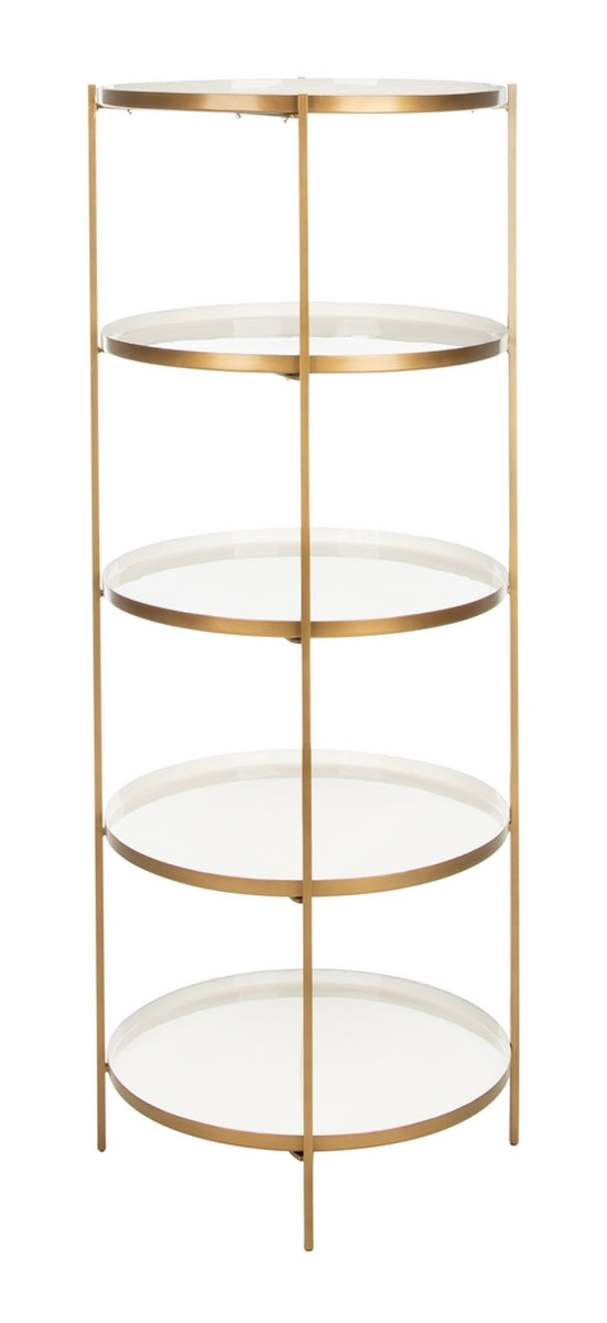 Safavieh Tia Round 5 Tier Etagere White Brass Metal ETG3202A