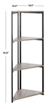 Safavieh Logan 4 Tier Corner Bookshelf in Light Grey Oak and Black ETG4200A 889048767621