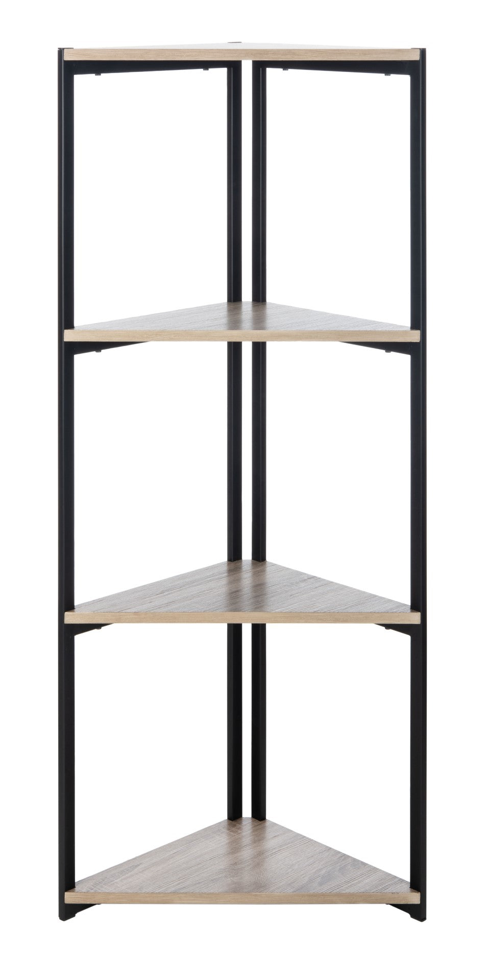 Safavieh Logan 4 Tier Corner Bookshelf in Light Grey Oak and Black ETG4200A 889048767621