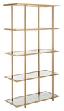 Safavieh Francis Etagere 5 Tier Gold Clear Liquid Tempered Glass Metal Tube ETG6202A 889048464827