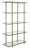 Safavieh Francis Etagere 5 Tier French Silver Clear Liquid Tempered Glass Metal Tube ETG6202B 889048464889