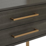 Safavieh Skylar Etagere 1 Drawer 4 Tier Gold Grey Oak Metal Liquid Veneer MDF Tube ETG6204A 889048465008