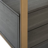 Safavieh Skylar Etagere 1 Drawer 4 Tier Gold Grey Oak Metal Liquid Veneer MDF Tube ETG6204A 889048465008