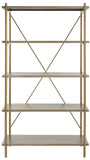 Safavieh Rigby Etagere 5 Tier Gold Liquid Rustic Oak Wood Veneer MDF Metal Tube ETG6206A 889048491946