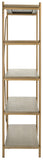 Safavieh Rigby Etagere 5 Tier Gold Liquid Rustic Oak Wood Veneer MDF Metal Tube ETG6206A 889048491946