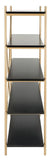 Safavieh Rigby Etagere 5 Tier Gold Liquid Black Wood Oak Veneer In Finish MDF Metal Tube ETG6206B 889048491953