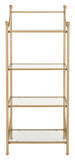 Diana Etagere 4 Tier Gold Liquid Tempered Glass Metal Tube