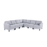 Zahra 7 Piece Light Grey Fabric Sectional Couch