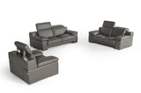 VIG Furniture Estro Salotti Evergreen Modern Dark Grey Italian Leather Sofa Set VGNTEVERGREEN-DGRY