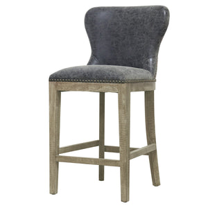 Dorsey Faux Leather Counter Stool - Stylish Kitchen Seating with Driftwood Legs, Fully Assembled