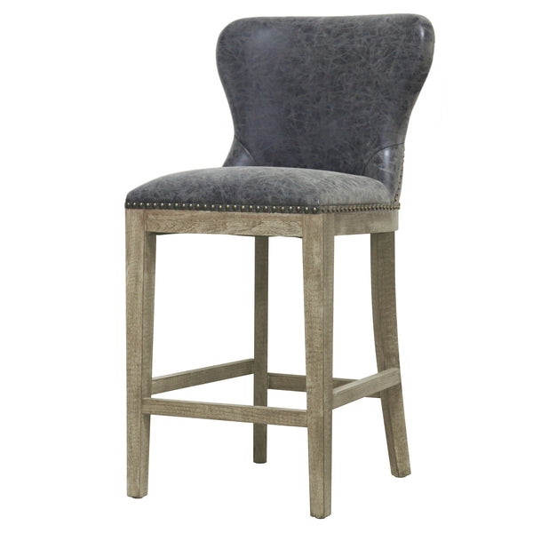Dorsey Faux Leather Counter Stool - Stylish Kitchen Seating with Driftwood Legs, Fully Assembled