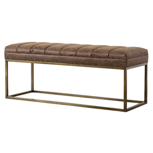 Darius Elegant Leatherette Bench with Brushed Gold Steel Frame – Versatile & Fully Assembled Seating