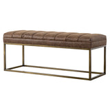 Darius Elegant Leatherette Bench with Brushed Gold Steel Frame – Versatile & Fully Assembled Seating