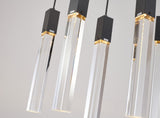 Bethel Matte Black Island Lighting in Metal & Crystal