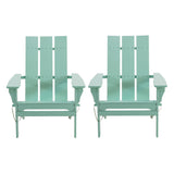 Zuma Outdoor Acacia Wood Foldable Adirondack Chairs (Set of 2), Light Mint