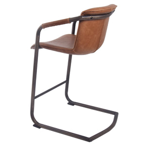 Indy Leatherette Counter Stool Set of 2 - Chic Industrial Design with Vintage Style, Fully Assembled