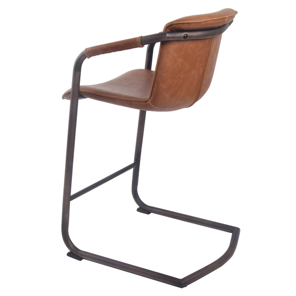 Indy Leatherette Counter Stool Set of 2 - Chic Industrial Design with Vintage Style, Fully Assembled