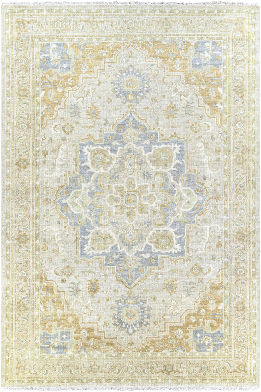 Elixir EXI-1002 Traditional Wool Rug EXI1002-69 Khaki, Mustard, Sage, Butter, Olive 100% Wool 6' x 9'