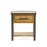 Luna Acacia Wood One Drawer End Table Noble House