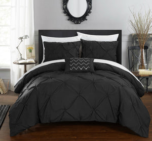 Daya Black Queen 4pc Duvet Set