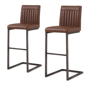 Ronan Vintage Industrial Leatherette Bar Stools - Set of 2 with Chic Tufting & Durable Design
