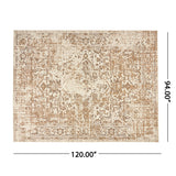 Noble House Althoff 7'10" x 10' Indoor/Outdoor Area Rug, Sand and Ivory