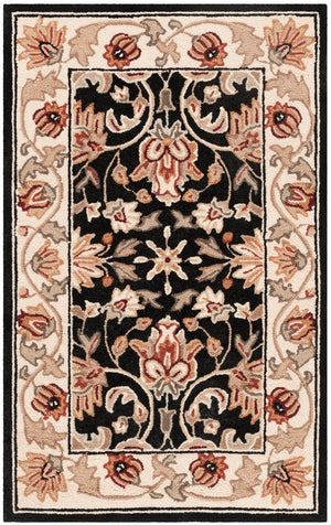Easy Care Gentry  Hand Hooked Polypropylene Rug Black / Ivory