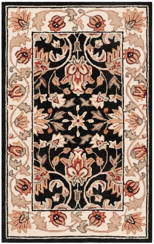 Easy Care Gentry  Hand Hooked Polypropylene Rug Black / Ivory