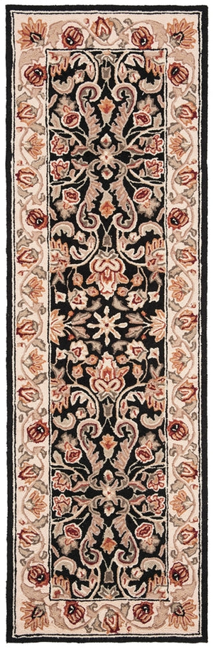 Easy Care Gentry  Hand Hooked Polypropylene Rug Black / Ivory