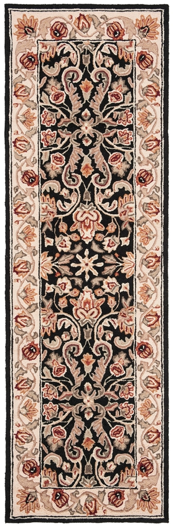 Easy Care Gentry  Hand Hooked Polypropylene Rug Black / Ivory
