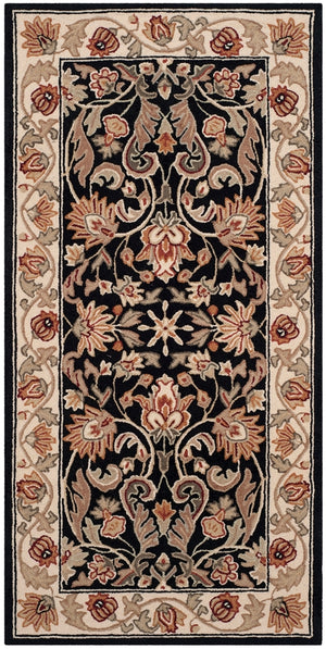 Easy Care Gentry  Hand Hooked Polypropylene Rug Black / Ivory