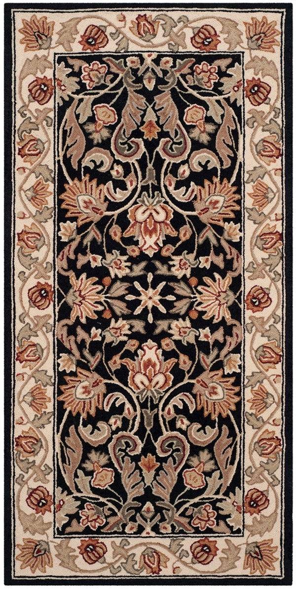 Easy Care Gentry  Hand Hooked Polypropylene Rug Black / Ivory