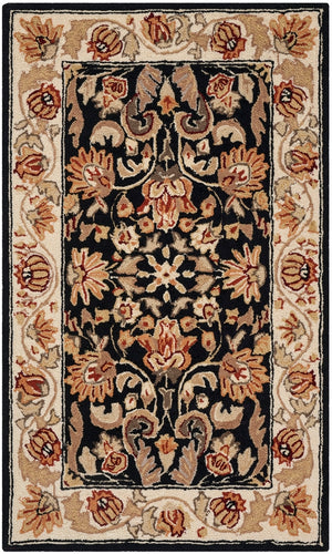 Easy Care Gentry  Hand Hooked Polypropylene Rug Black / Ivory