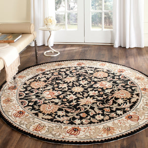 Easy Care Gentry  Hand Hooked Polypropylene Rug Black / Ivory