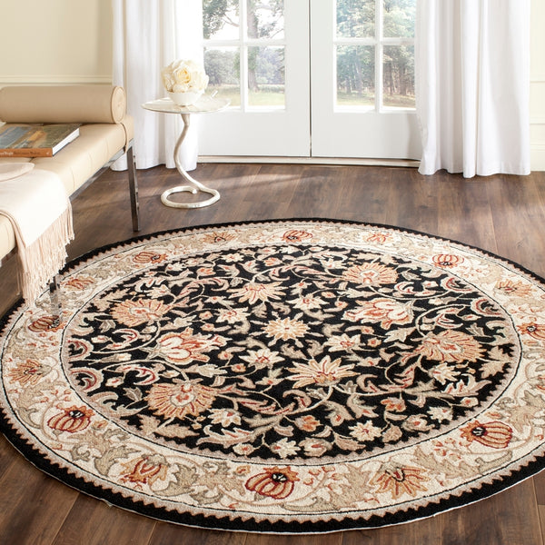 Easy Care Gentry  Hand Hooked Polypropylene Rug Black / Ivory