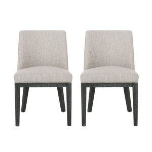 Camas Contemporary Fabric Upholstered Wood Dining Chairs, Light Gray and Weathered Gray Noble House