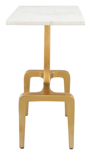 Zuo Modern Clement Marble, MDF, Aluminum Modern Commercial Grade Side Table White, Gold Marble, MDF, Aluminum