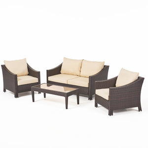Antibes 4pc Multi-Brown PE Chat Set Noble House