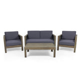 Linwood Outdoor 4 Seater Acacia Wood Chat Set with Wicker Accents