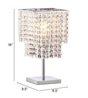 Zuo Modern Falling Steel, Glass Modern Commercial Grade Table Lamp Chrome, Clear Steel, Glass