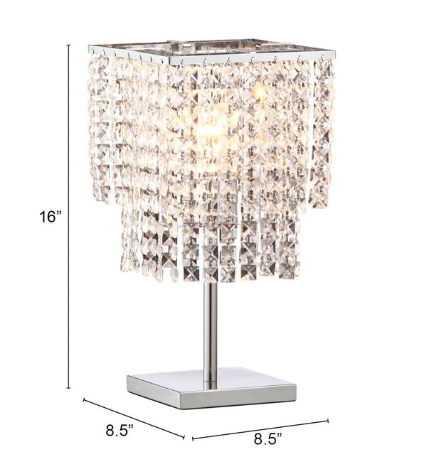 Zuo Modern Falling Steel, Glass Modern Commercial Grade Table Lamp Chrome, Clear Steel, Glass