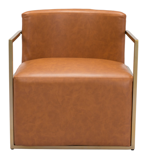 Zuo Modern Xander 100% Polyurethane, Plywood, Steel Modern Commercial Grade Accent Chair Brown, Gold 100% Polyurethane, Plywood, Steel