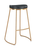 Zuo Modern Bree 100% Polyurethane, Plywood, Stainless Steel Modern Commercial Grade Barstool Set - Set of 2 Black, Gold 100% Polyurethane, Plywood, Stainless Steel