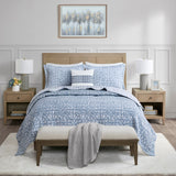 Madison Park Signature Harmony Transitional 4 Piece Oversized Reversible Matelasse Coverlet Set with Throw Pillow Blue King/Cal MPS13-501