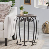 Wiers Modern Industrial Handcrafted Mango Wood Side Table, Gray and Black Noble House